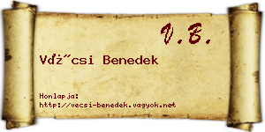 Vécsi Benedek névjegykártya