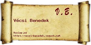 Vécsi Benedek névjegykártya